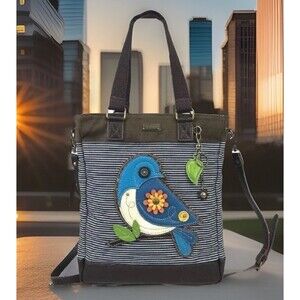 CHALA NWT Bluebird Denim Stripe Convertible Work Tote Crossbody